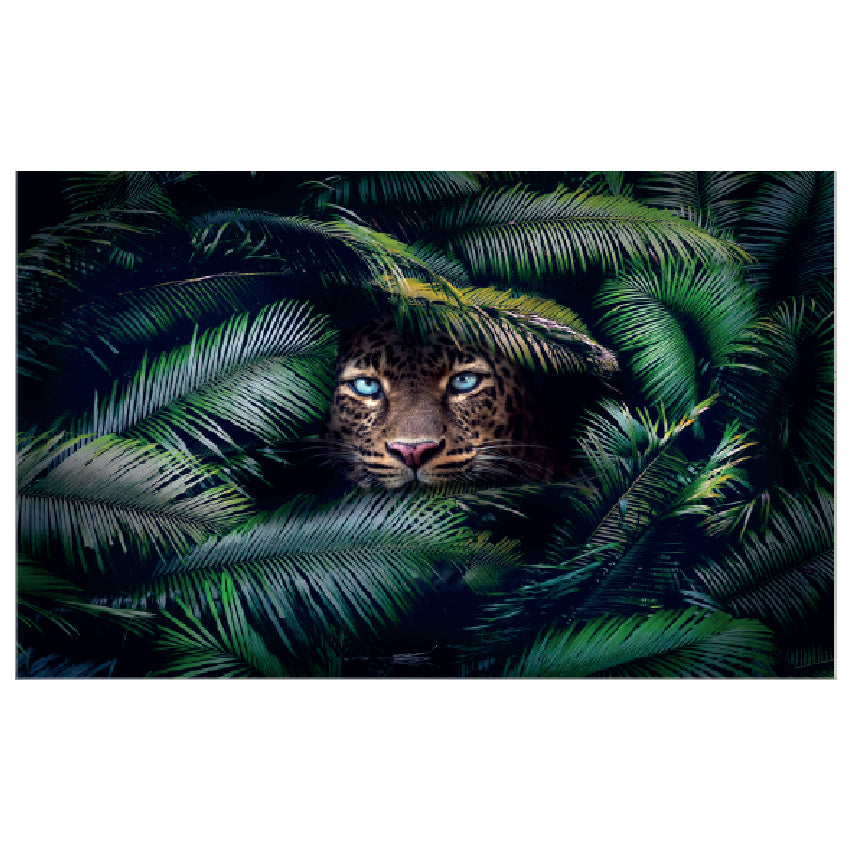 WG038 Leopard Face Peaking Through Leaves Wall Sticker Vinyl Available in 3 Sizes