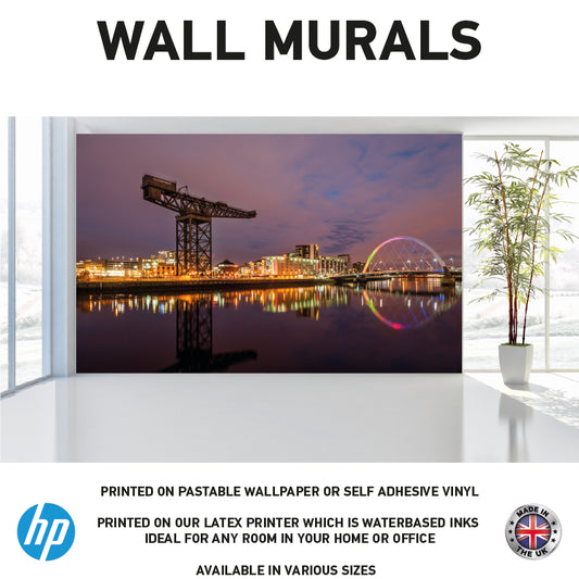 WM0010 River Clyde In Glasgow at night Wall Murals WallPaper Print Decal sticker