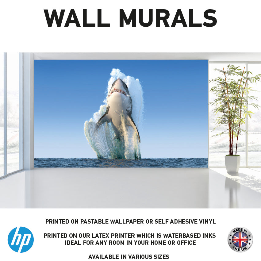 WM0024 Shark Jumping Out of the Sea Wall Murals WallPaper Print Decal sticker