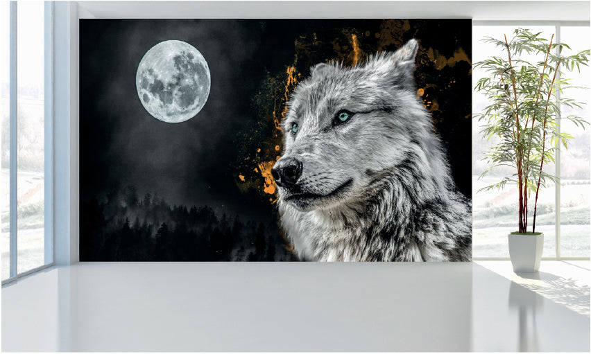 WM003 Night Wolf Wall Murals WallPaper Print Decal sticker