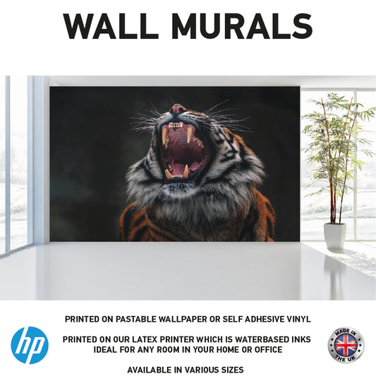 WM0036 Wild Tiger Roaring Animal Wall Murals WallPaper Print Decal sticker