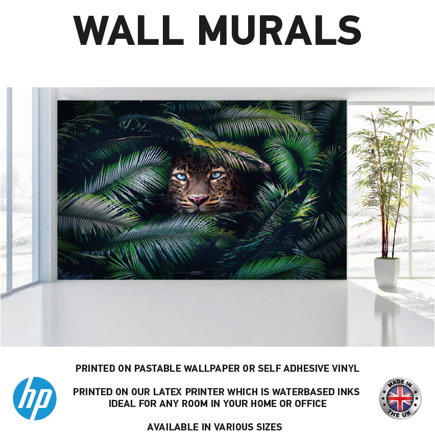 WM0038 Leopard Face Peaking Animal Wall Murals WallPaper Print Decal sticker