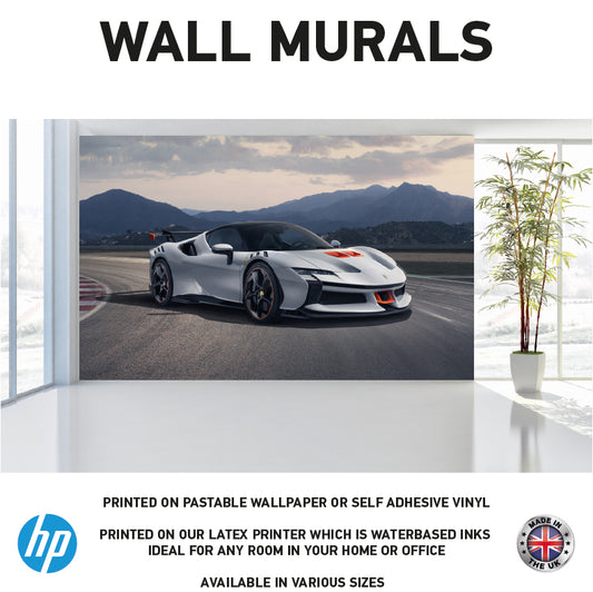 WM0063 White Supercar Wall Murals WallPaper Print Decal sticker