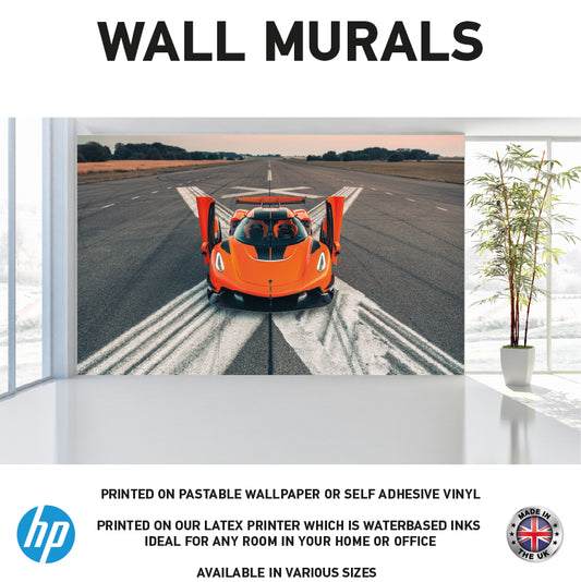 WM0074 Orange Sports Car Vehicle Wall Murals WallPaper Print Decal sticker