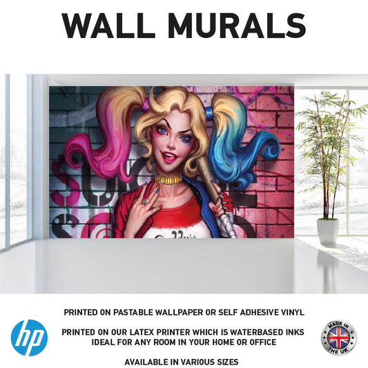 WM0082 Harley Squad Girl Wall Murals WallPaper Print Decal sticker