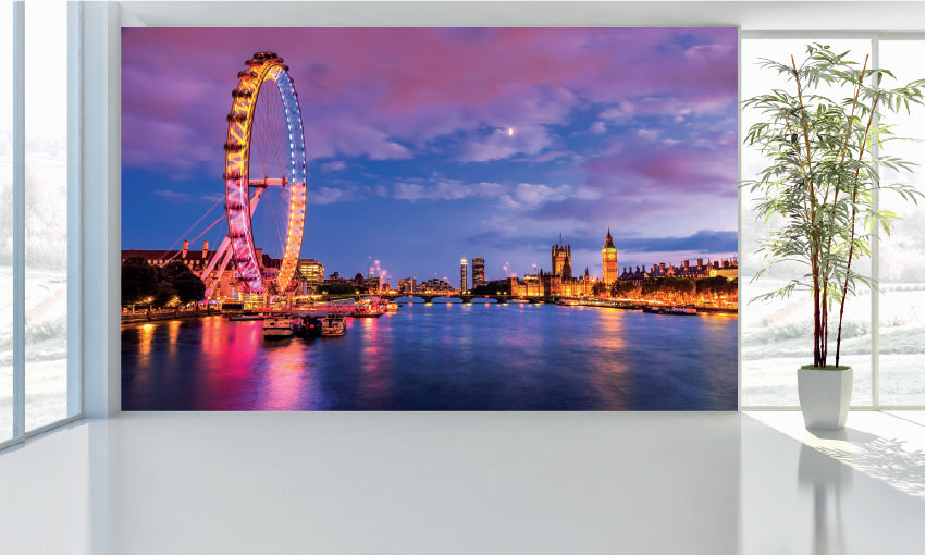 WM011 London Eye Thames River Wall Murals WallPaper Print Decal sticker