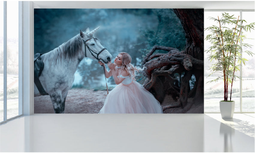 WM089 Unicorn and Women Wall Murals WallPaper Print Decal sticker