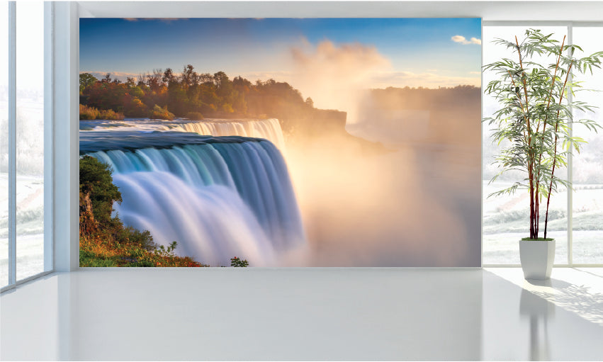 WM117 Waterfalls in Autumn Nature Wall Murals WallPaper Print Decal sticker