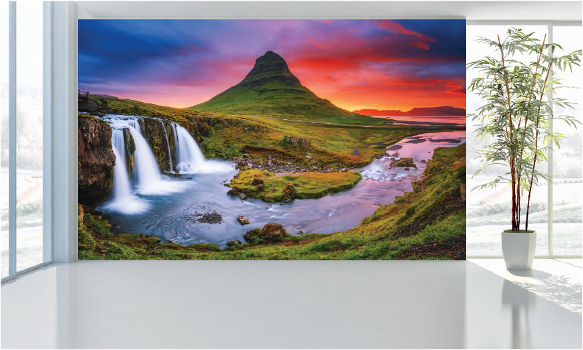 WM118 Waterfalls in Sunset Nature Wall Murals WallPaper Print Decal sticker