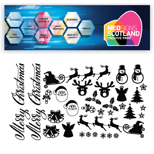 Christmas Santa Sticker Sheet Decal Xmas Wall Self Adhesive Vinyl Various Designs Available