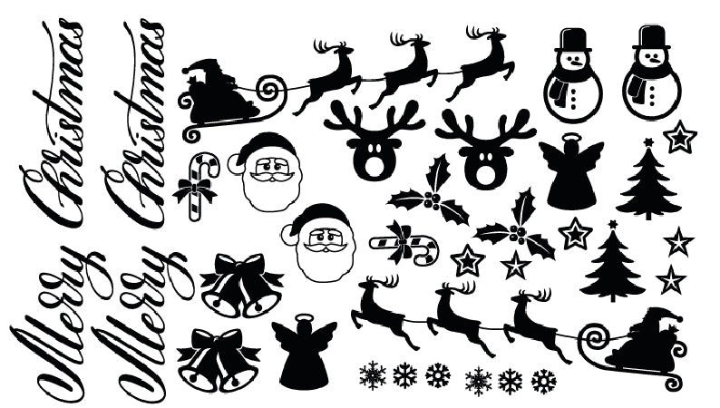 XMASC01-06 Christmas Santa Sticker Sheet Decal Xmas Wall Self Adhesive Vinyl Various Designs Available