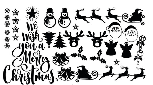 Christmas Santa Sticker Sheet Decal Xmas Wall Self Adhesive Vinyl Various Designs Available