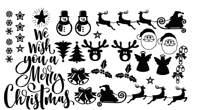XMASC01-06 Christmas Santa Sticker Sheet Decal Xmas Wall Self Adhesive Vinyl Various Designs Available