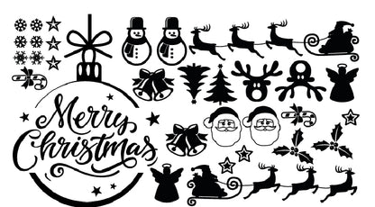 Christmas Santa Sticker Sheet Decal Xmas Wall Self Adhesive Vinyl Various Designs Available