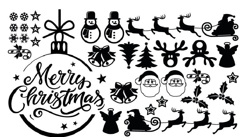 XMASC01-06 Christmas Santa Sticker Sheet Decal Xmas Wall Self Adhesive Vinyl Various Designs Available