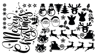 Christmas Santa Sticker Sheet Decal Xmas Wall Self Adhesive Vinyl Various Designs Available