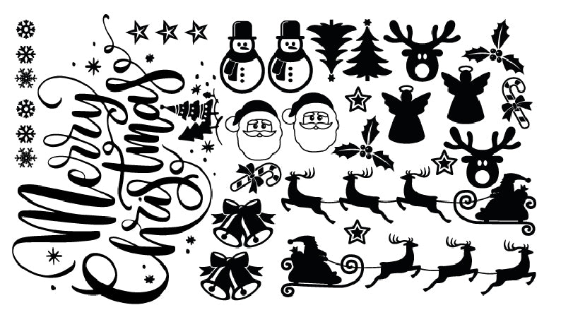 XMASC01-06 Christmas Santa Sticker Sheet Decal Xmas Wall Self Adhesive Vinyl Various Designs Available