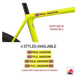 Bike Yellow Personalised Bike Frame Name Stickers Cycle Cycling Frame Helmet Decals