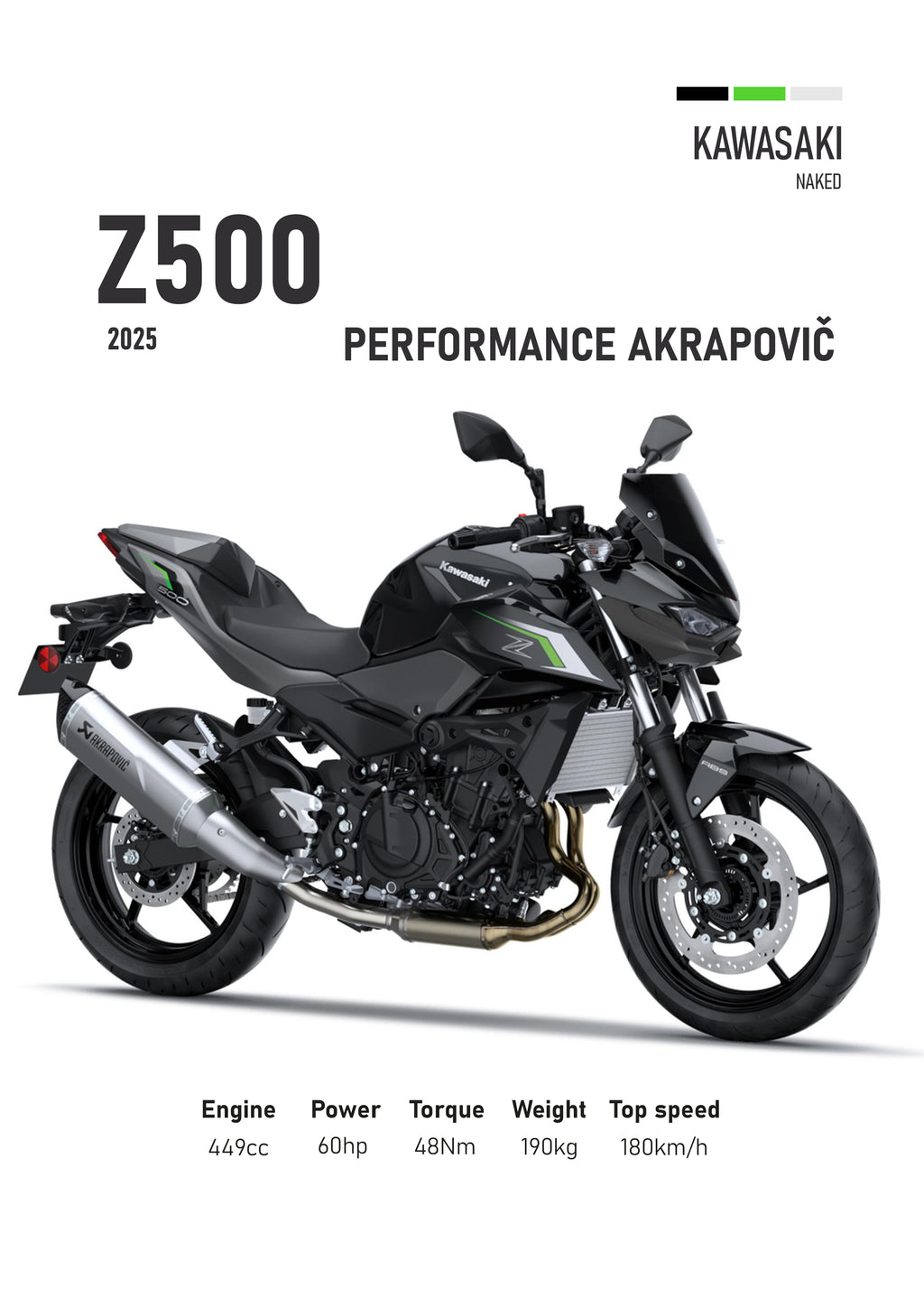 Kawasaki Z500 (2025) Motorbike Poster Printed | Premium Waterproof & Tear Resistant Full Colour Posters