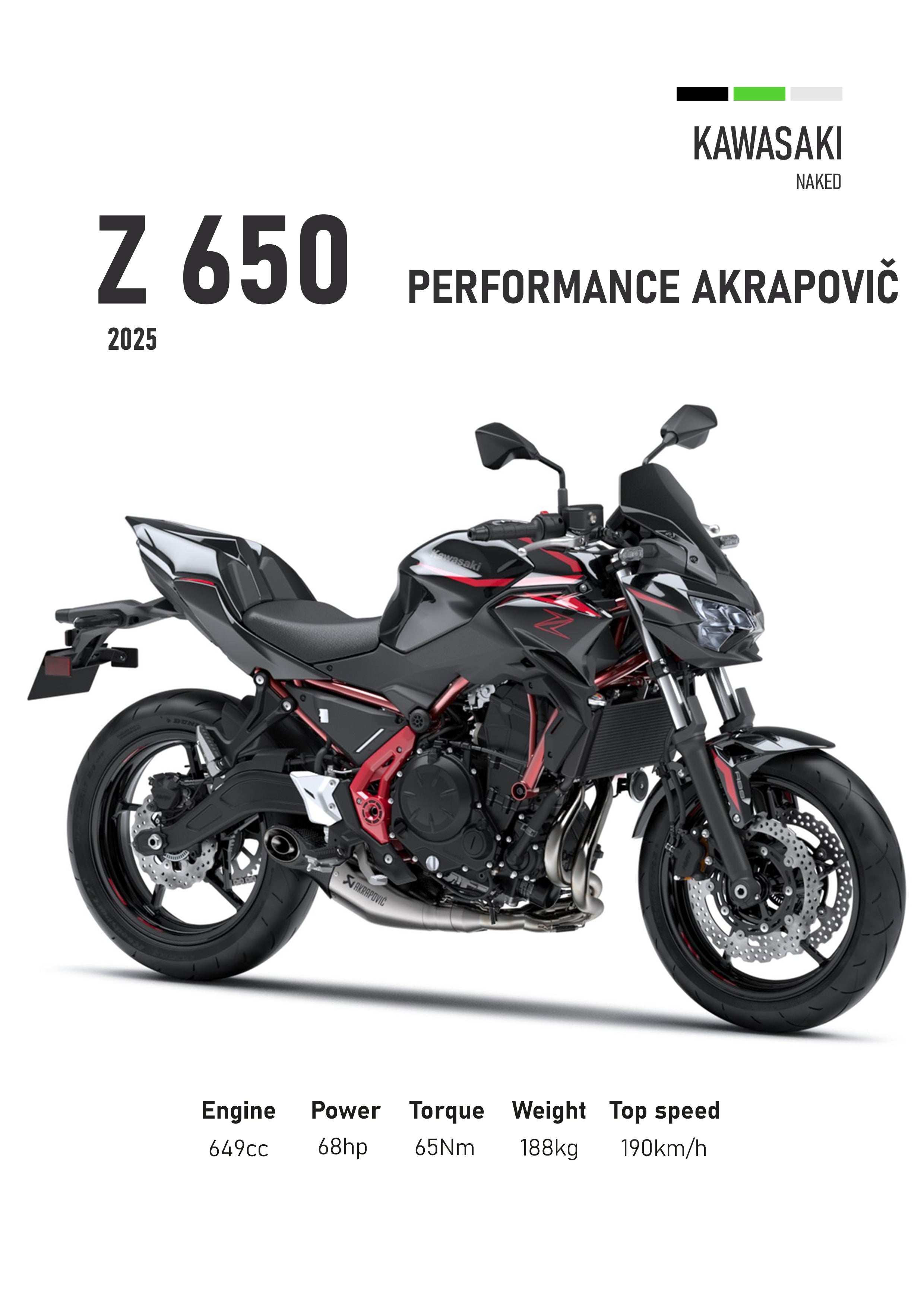 Kawasaki Z650 (2025) Motorbike Poster Printed | Premium Waterproof & Tear Resistant Full Colour Posters
