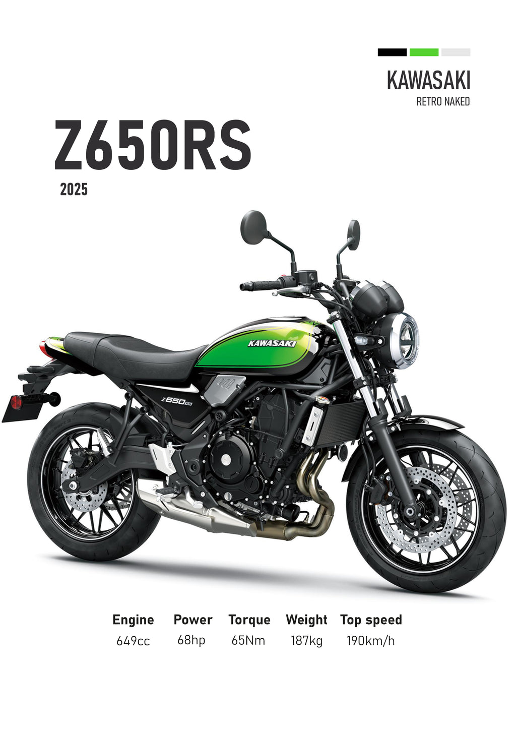 Kawasaki Z650RS (2025) Motorbike Poster Printed | Premium Waterproof & Tear Resistant Full Colour Posters