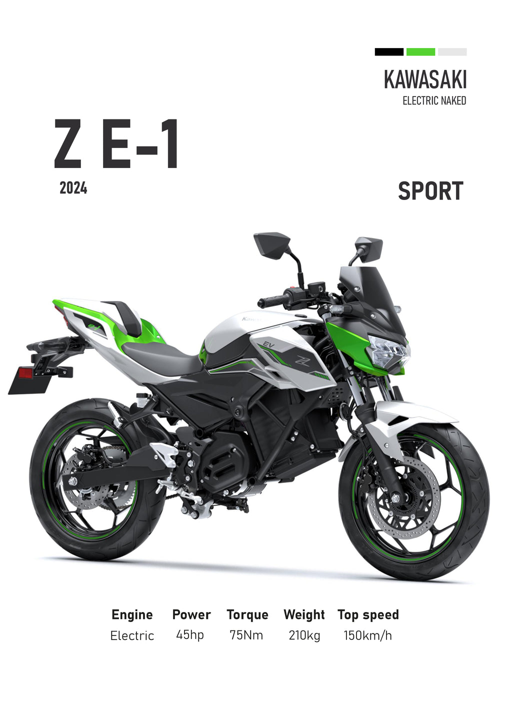 Kawasaki ZE1 (2024) Motorbike Poster Printed | Premium Waterproof & Tear Resistant Full Colour Posters