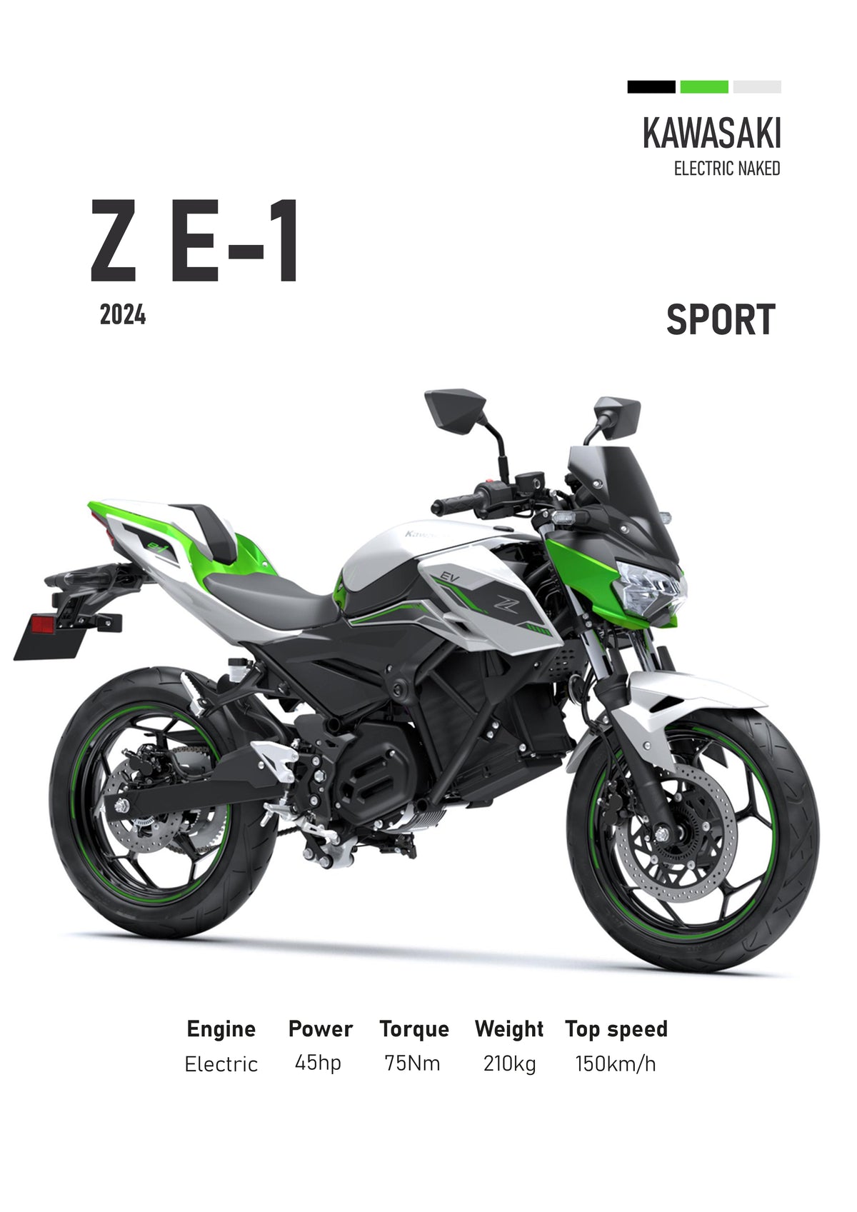 Kawasaki ZE1 (2024) Motorbike Poster Printed | Premium Waterproof & Tear Resistant Full Colour Posters