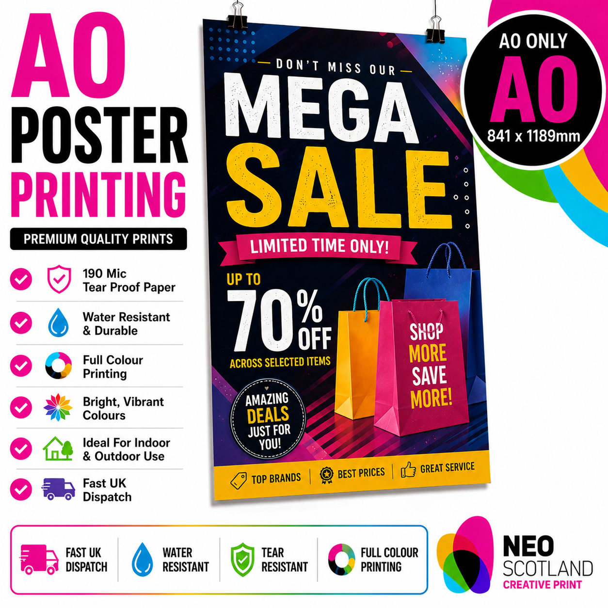 A4 to A0 Cafe Poster Printing | Premium Waterproof & Tear Resistant Full Colour Posters
