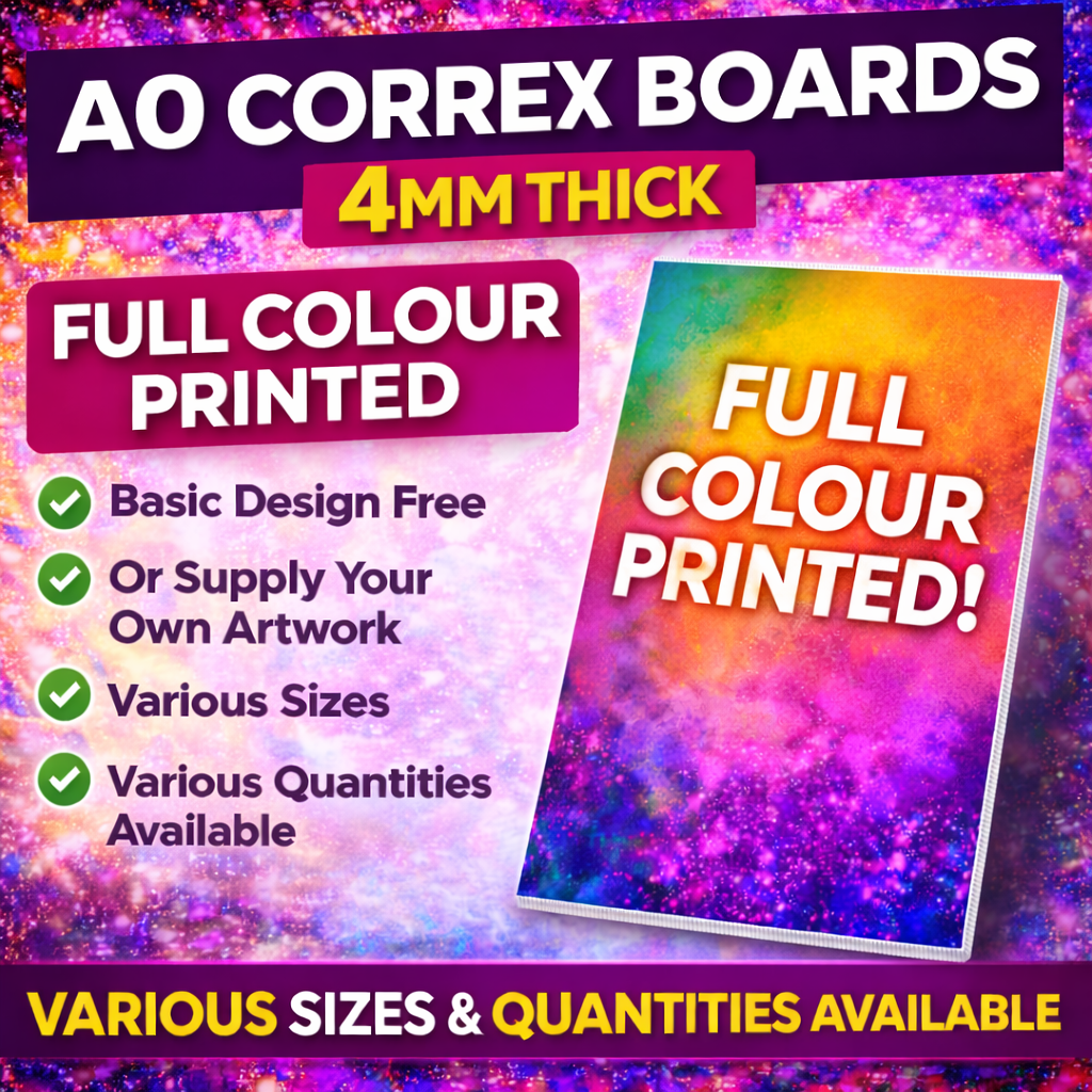 Correx Boards – 4mm Thick Full Colour Printed Signs | Custom Outdoor Signage | A0, A1, A2, A3, A4 & A5