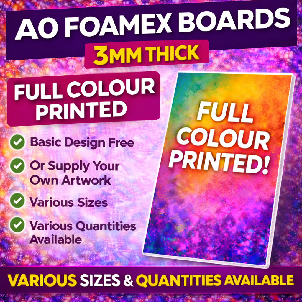 Foamex Boards – 3mm Thick | Full Colour Printed PVC Foam Board Signs | Indoor & Outdoor Signage | A0–A5