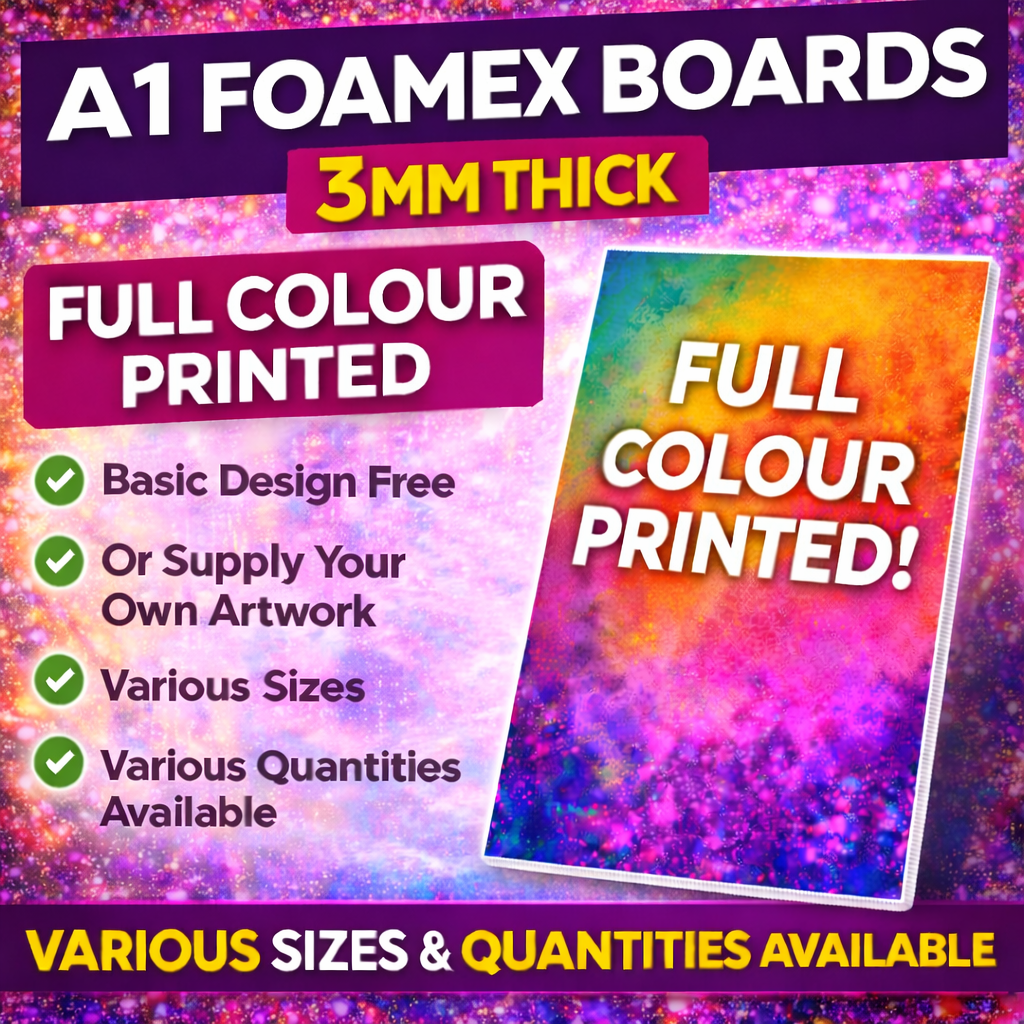Foamex Boards – 3mm Thick | Full Colour Printed PVC Foam Board Signs | Indoor & Outdoor Signage | A0–A5