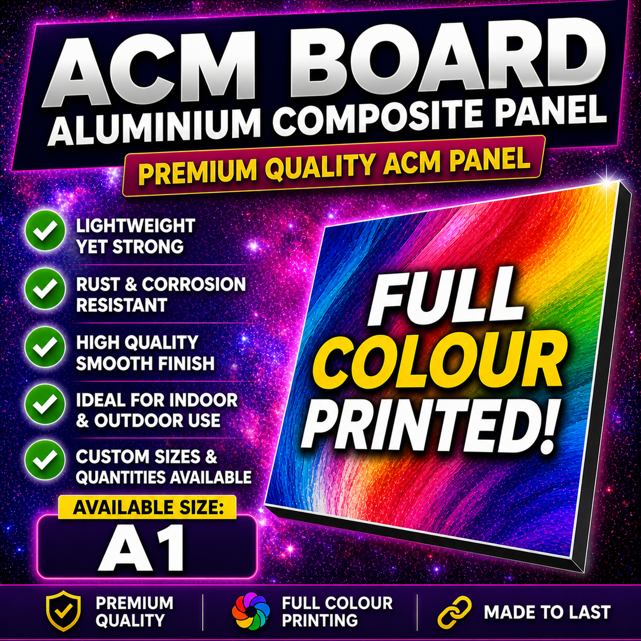 ACM Aluminium Composite Board Signs | Dibond Style | Full Colour Printed | Premium Outdoor Signage | A0–A5