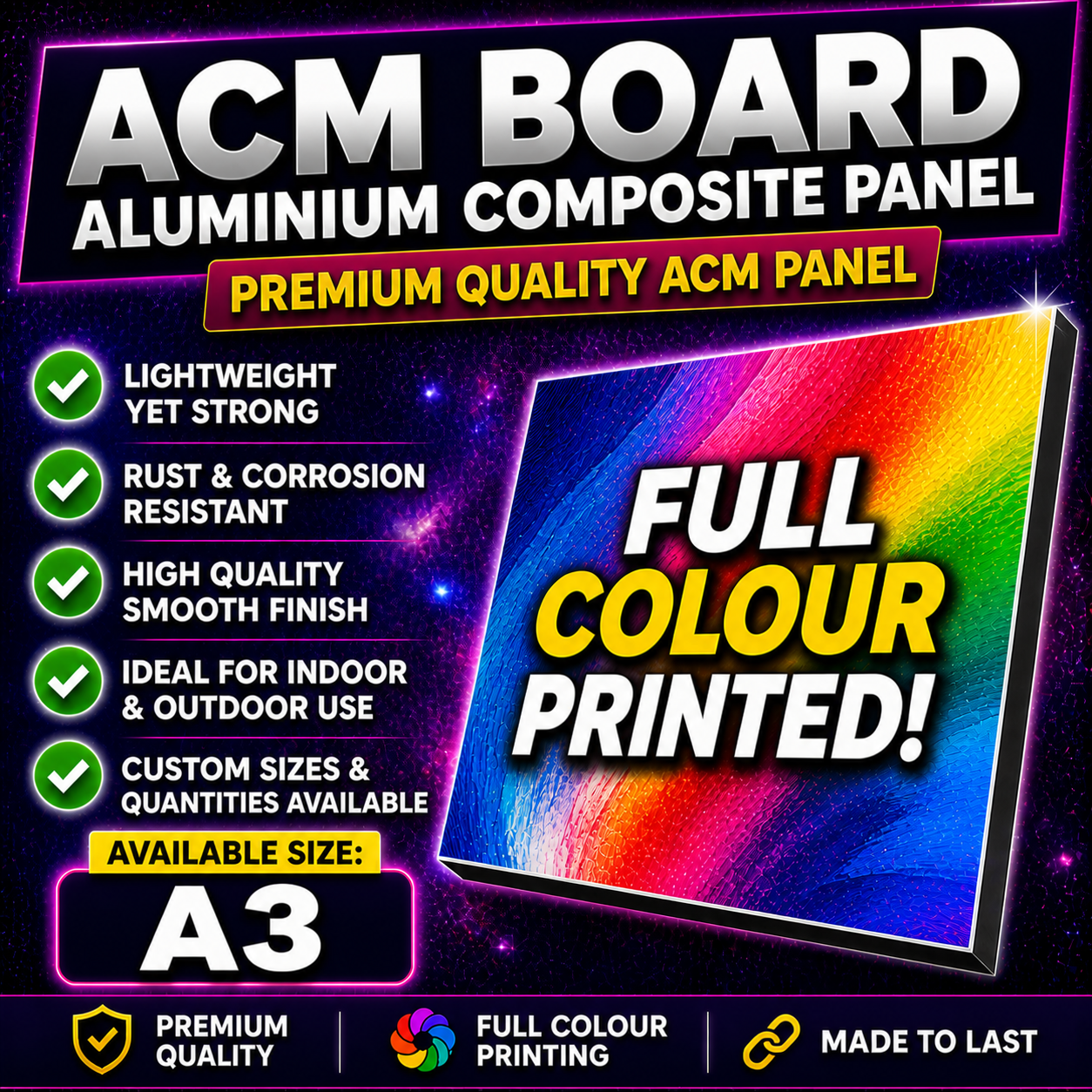 ACM Aluminium Composite Board Signs | Dibond Style | Full Colour Printed | Premium Outdoor Signage | A0–A5