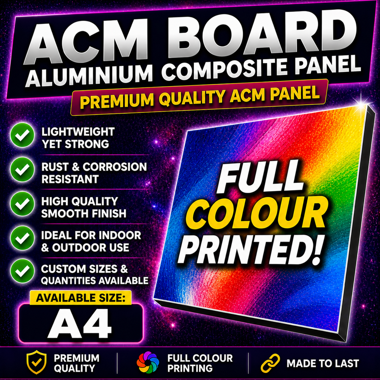ACM Aluminium Composite Board Signs | Dibond Style | Full Colour Printed | Premium Outdoor Signage | A0–A5