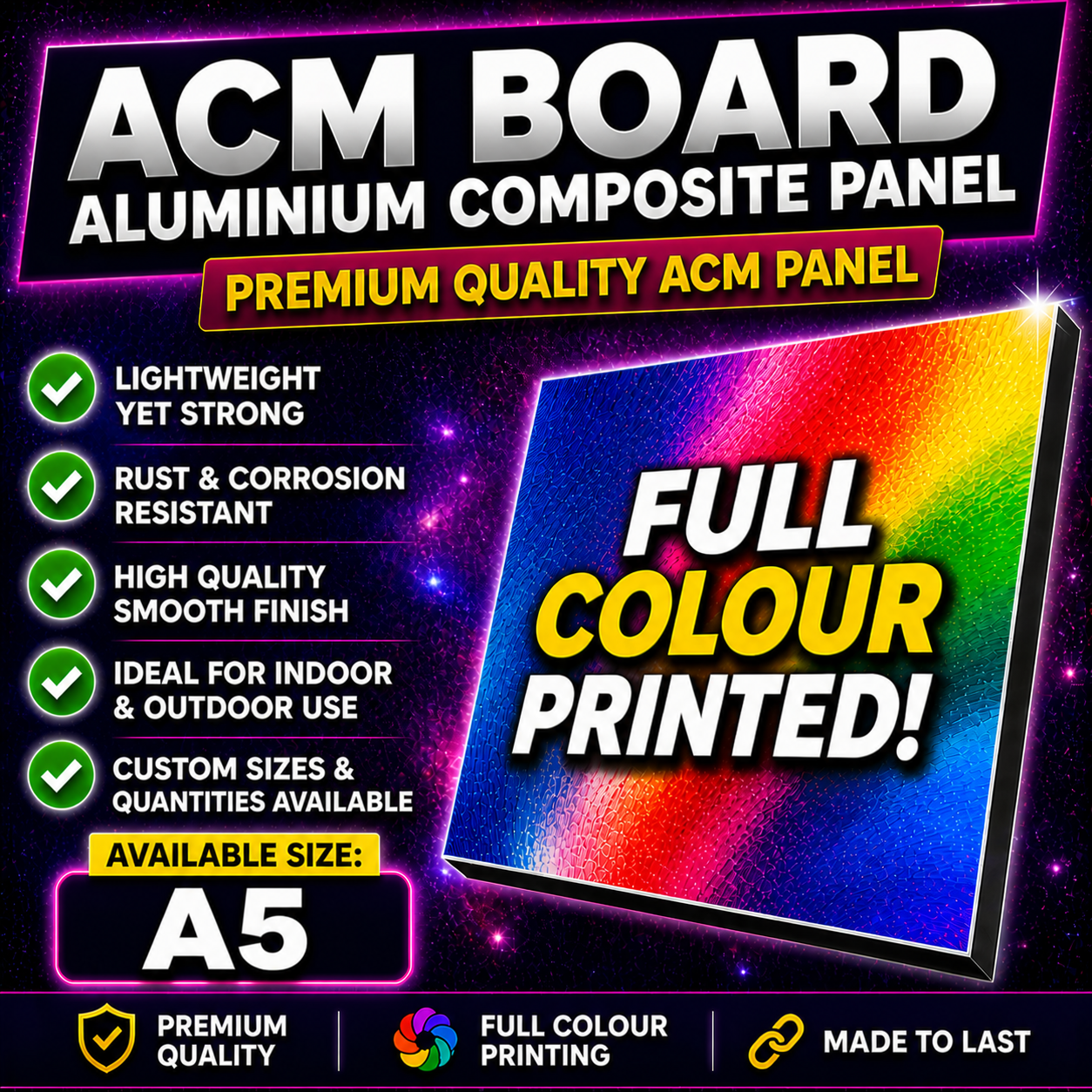 ACM Aluminium Composite Board Signs | Dibond Style | Full Colour Printed | Premium Outdoor Signage | A0–A5