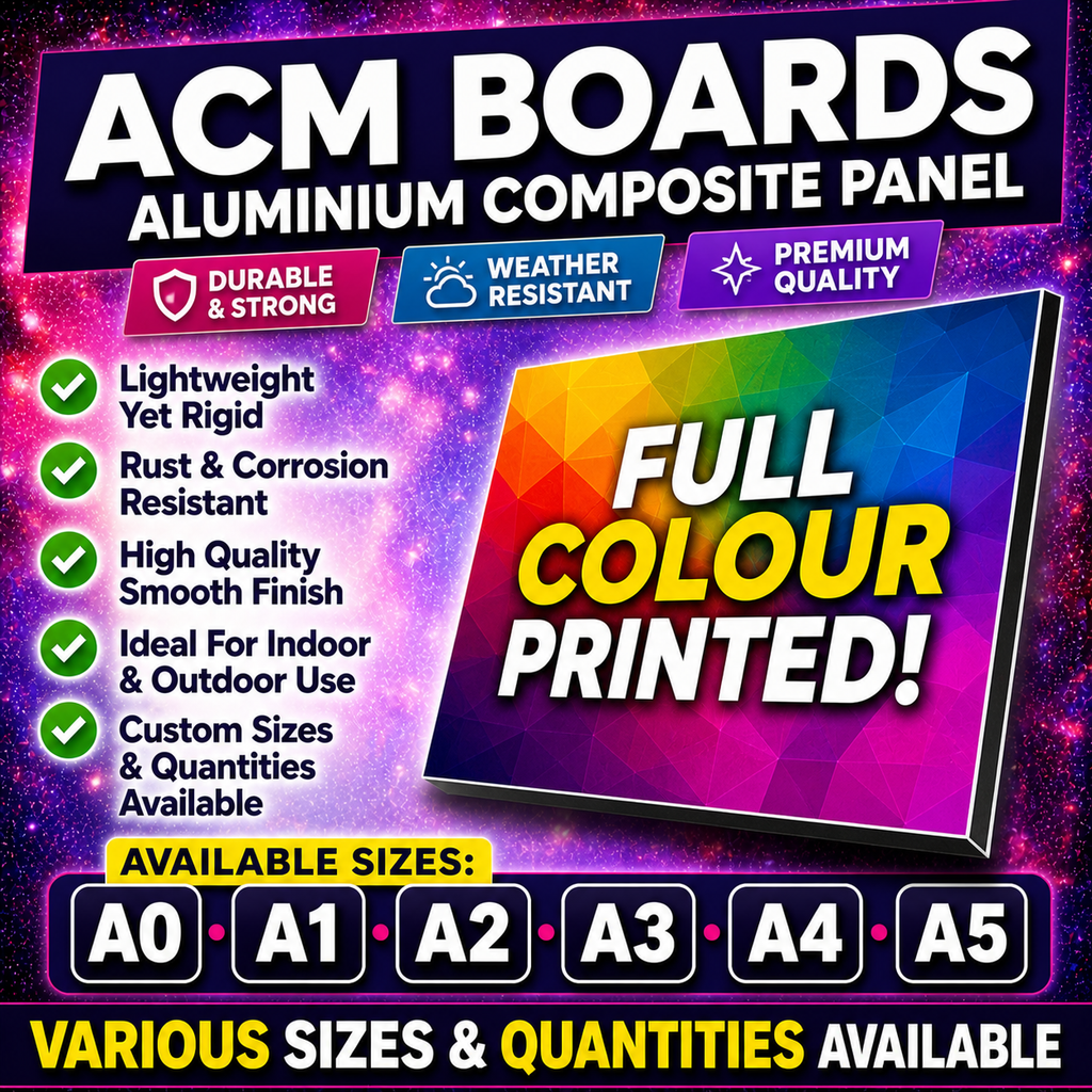 ACM Aluminium Composite Board Signs | Dibond Style | Full Colour Printed | Premium Outdoor Signage | A0–A5