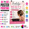 A4 to A0 Beauty Poster Printing | Premium Waterproof & Tear Resistant Full Colour Posters