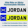 RIDE02 Kids Personalised Number Plates Front And Back Children Ride On Car Self Adhesive Vinyl Sticker