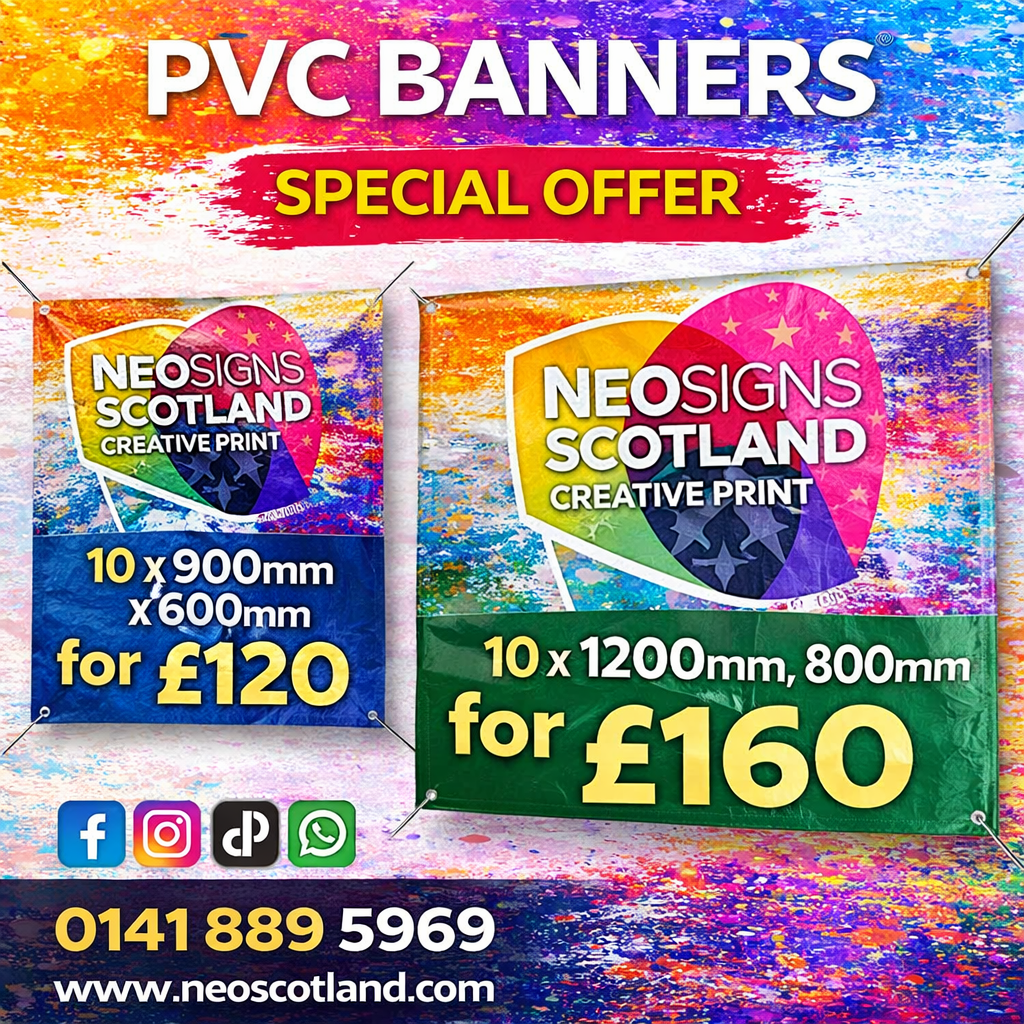 Special Offer 10 x Pvc banners for advertising Sizes Available 900mm x 600mm, 1200mm x 800mm