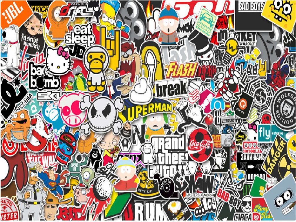 SB01-SB58 sticker bomb sheets for car van motorbike boat phone laptop wall window tablet