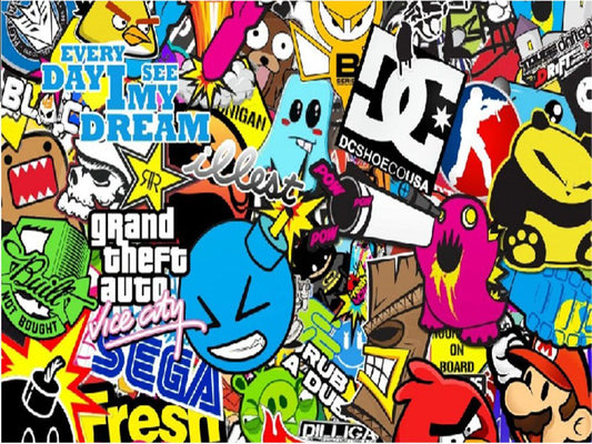 SB01-SB10 sticker bomb sheets for car van motorbike boat phone laptop wall window tablet