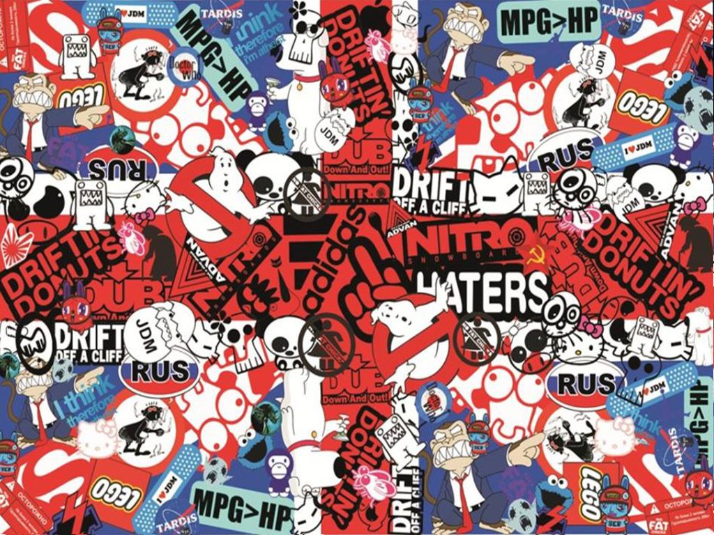 SB01-SB58 sticker bomb sheets for car van motorbike boat phone laptop wall window tablet