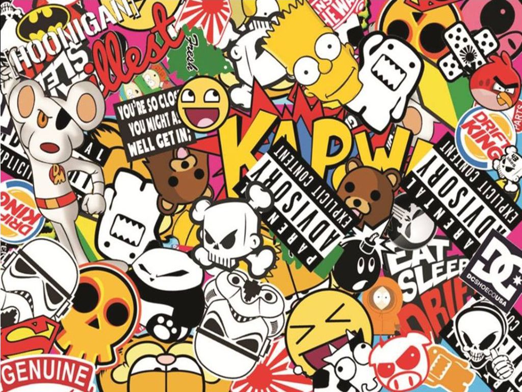 SB01-SB58 sticker bomb sheets for car van motorbike boat phone laptop wall window tablet