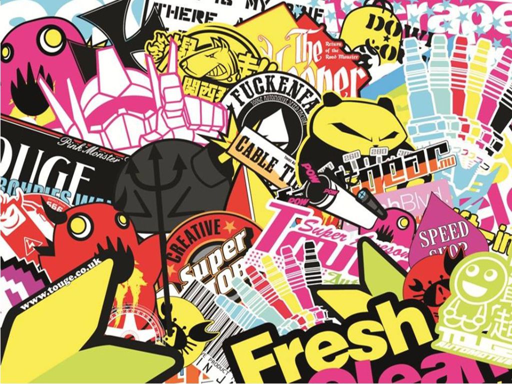 SB01-SB58 sticker bomb sheets for car van motorbike boat phone laptop wall window tablet