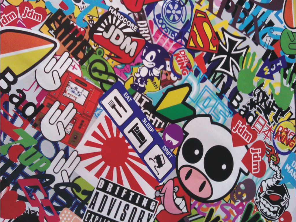SB01-SB58 sticker bomb sheets for car van motorbike boat phone laptop wall window tablet