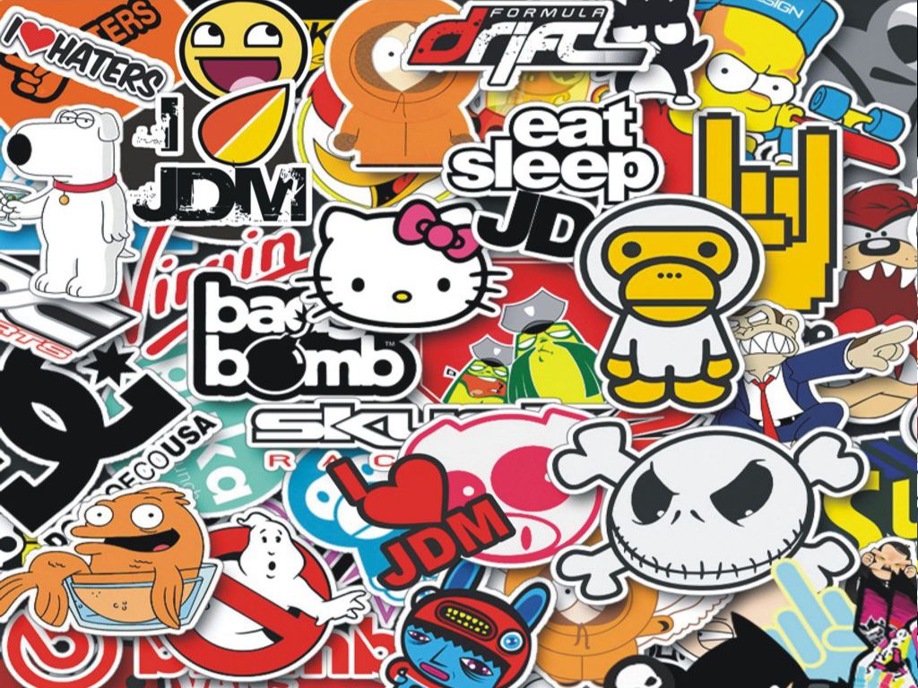 SB01-SB58 sticker bomb sheets for car van motorbike boat phone laptop wall window tablet
