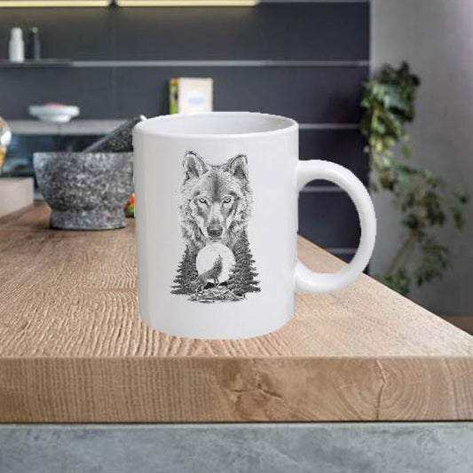 ANIMAL10 Wolf 11oz Ceramic printed mug funny cup gift tea coffee costa
