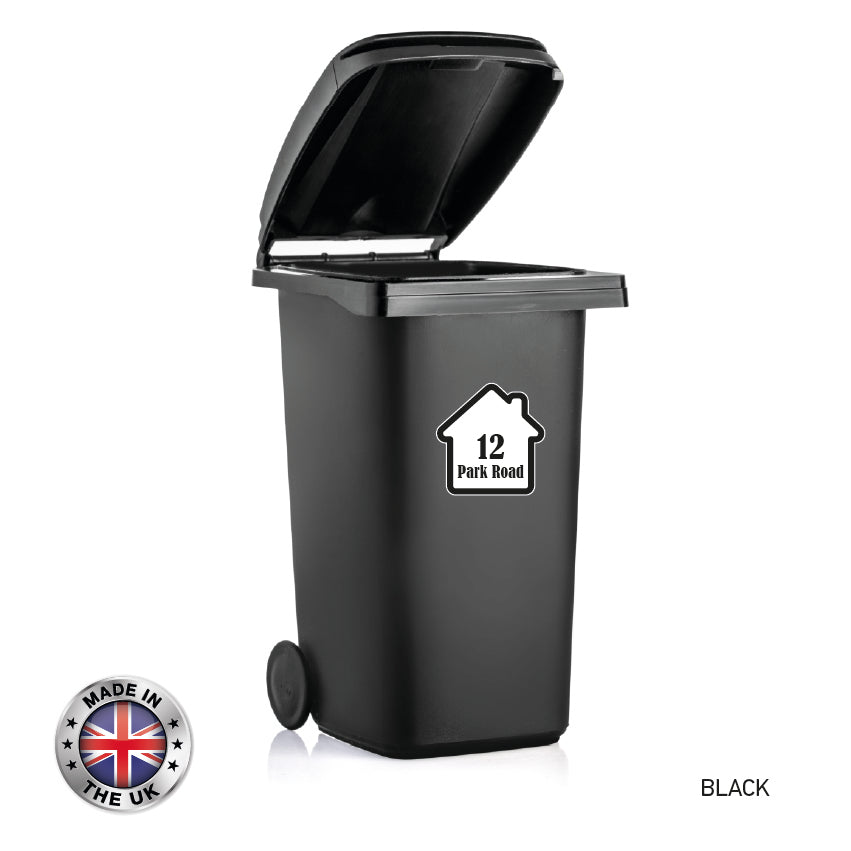 BIN01-06 Wheelie Bin x4 Custom Number and Street Name Stickers