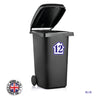 BIN02 Wheelie Bin x4 Number Rubbish Garbage Custom Stickers 150mm x 150m