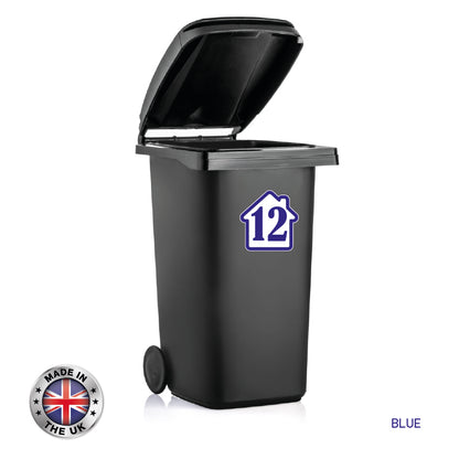 BIN02 Wheelie Bin x4 Number Rubbish Garbage Custom Stickers 150mm x 150m